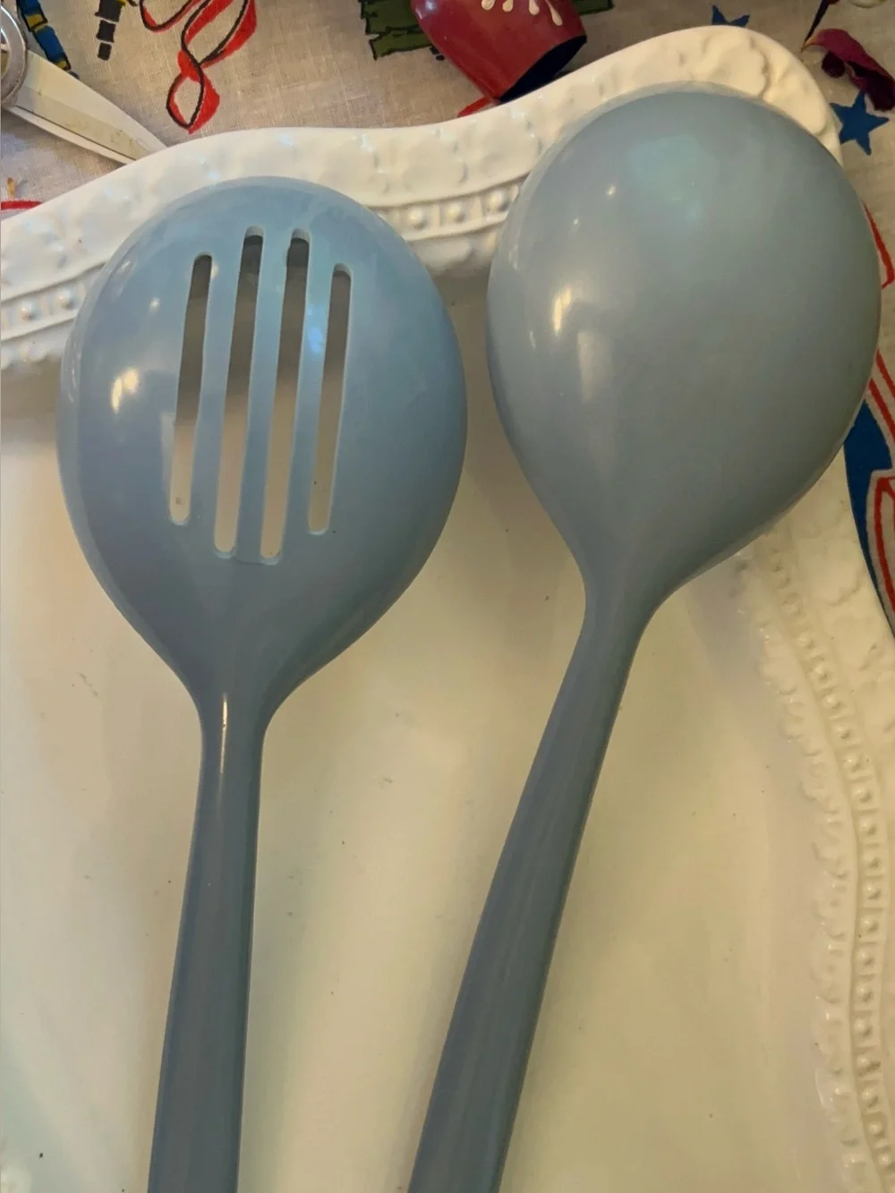 Country Blue Melamine Cooking/Serving Spoon Set